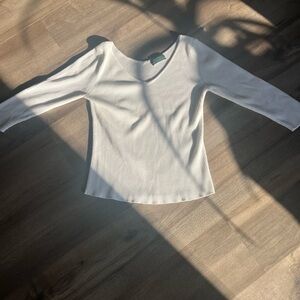 Y2K white micro rib long sleeve top